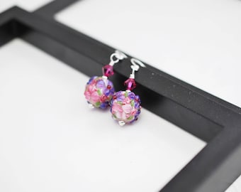 Purple Flower Earrings, Purple Earrings, Flower Earrings, Floral Earrings, Lampwork Earrings, Glass Earrings, Silver Earrings, Gift For Her