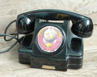 Vintage Soviet rotary telephone / 1967 year / Interior Design Made in USSR Vintage Factory Intercom / vintage phone / Old Dial Desk Phone