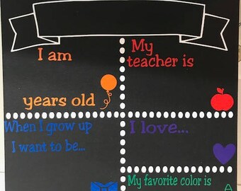 First Day of School Reusable, Personalized Canvas Chalkboard, Personalized Chalkboard, Back to School Chalkboard, First day of School