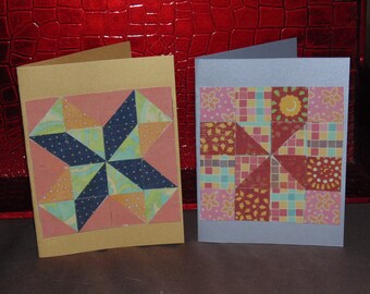 paper mosaic cards, quilt cards,set of 2 blank notecards