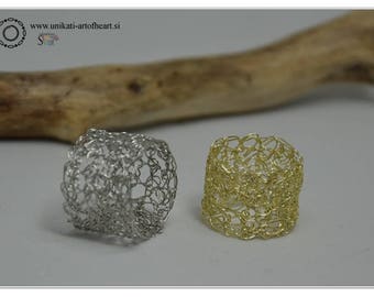 Wire Crochet Ring / Silver Wire Ring / Gold Wire Ring / Statement Wire Ring / Simple Wire Ring / Wrapped Ring / Dainty Ring / Twisted Ring
