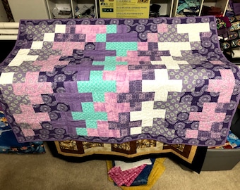 Purple and Teal Plus Quilt