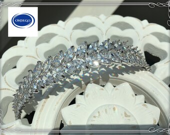 Brautschmuck Set Schmuckset Silber Strass AAA + Zirkonia Diadem Tiara Haarschmuck silber