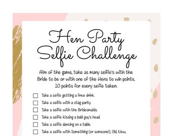Hen Party games. Hen Party Selfie/Photo challenge. Hen Party Game. Printable Hen party game