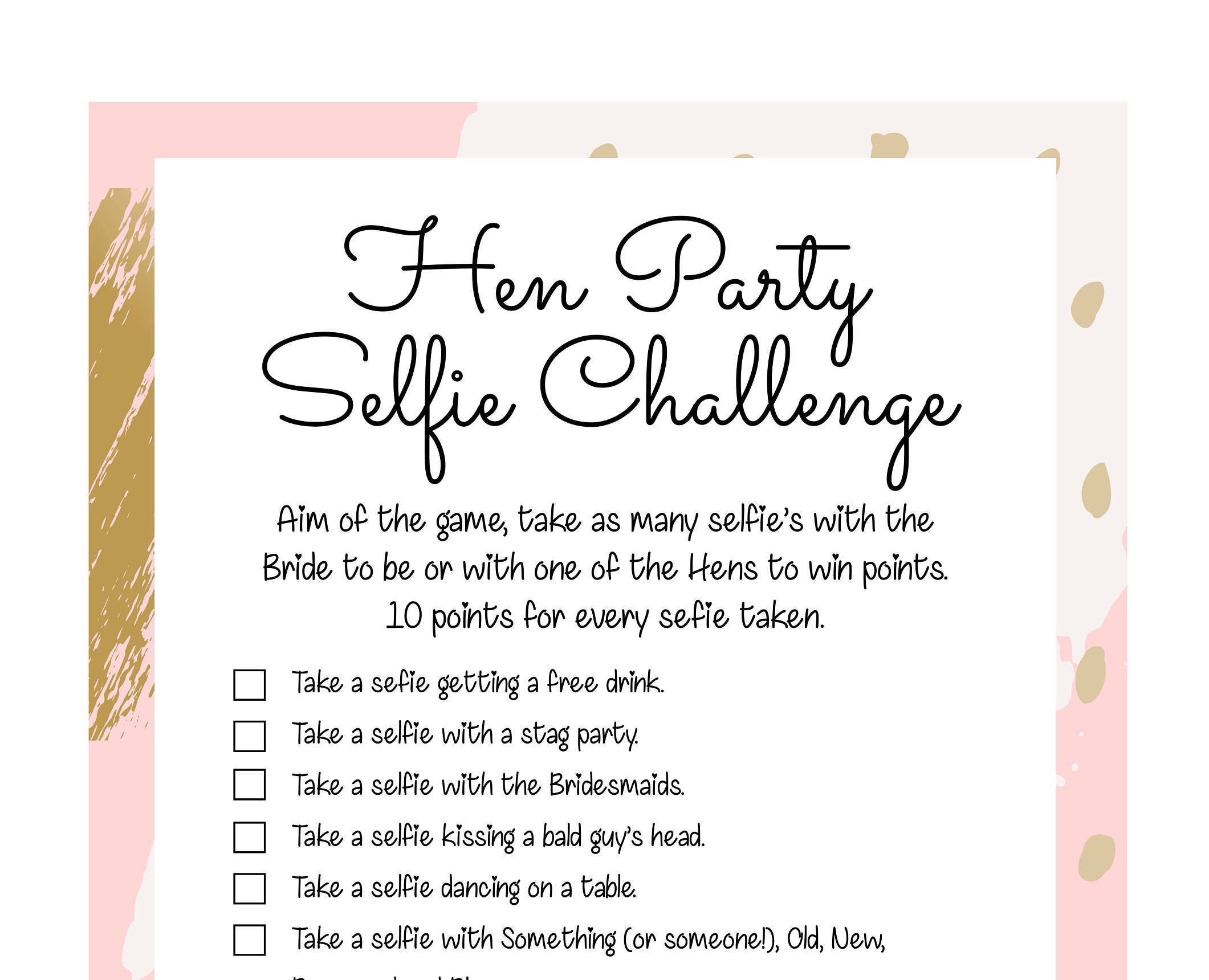 hen party games hen party selfiephoto challenge hen party