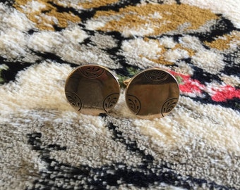 Vintage Gold Cufflinks. Leaf Design. Swank.