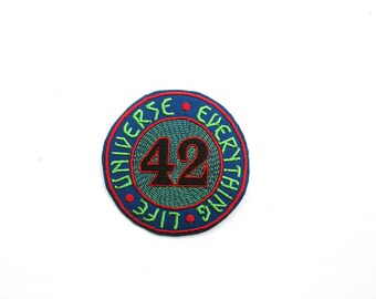 Life the Universe Everything Embroidered Patch, Hitchhikers Guide, Ultimate Question, Retro, Fan, Fandom, Movie, Designer Patch, Iron on, 42