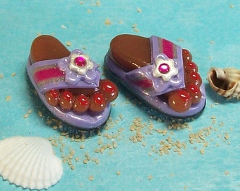 Flip Flop BEADS Handmade from Polymer Clay - Dark Skin