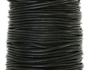 Round Leather Cord 1 mm Diameter Black Color (Length: 5 Yards)