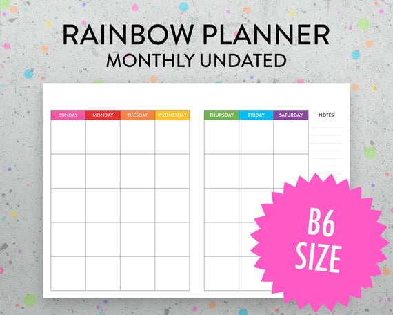 undated monthly calendar printable insert b6 size tn pdf undated calendar