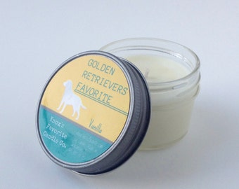 Vanilla Soy Candle, Scented Candle, Dog Lover Gift, Gift for Her, Gift for Him, Dog Candle, Golden Retrievers Favorite Soy Candle 4oz Jar