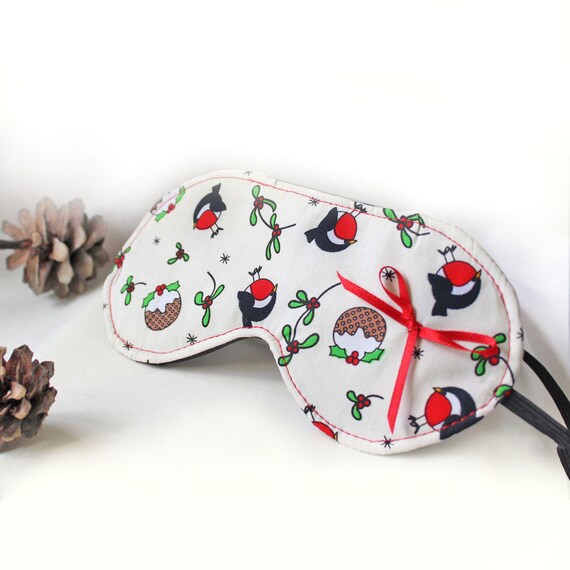 Festive Eye Mask Cute Christmas Sleep Mask in Robin and