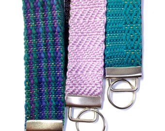 Budget Friendly Woven Gifts for Mom | "Sedona" Vibrant Woven Bracelet Fobs | Handwoven Boho Keychain Gift Trio | Wristlet Key Chain Set of 3