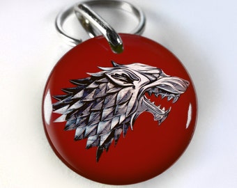 Game Thrones Stark Deep Red pet id tag dog tag cat pet tag - 4 sizes available