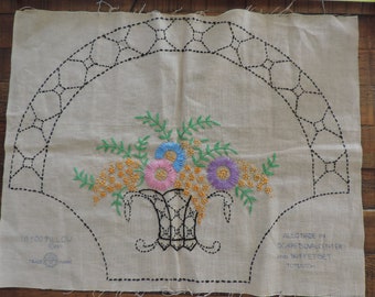 Vintage Floral Needlework Crewel Project PC. Floral Needlework Unframed Unusesd Vintage Crewel