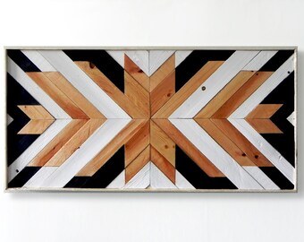 Wood Wall Art ~ Large Wall Art ~ Wooden Wall Art ~ Wooden Wall Art Large ~ Geometric Wood Wall Art ~ Black and White Wood Wall Art ~ Modern