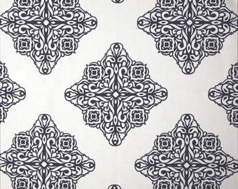 Two 96" x 50" Custom Curtain Panels - Medallion - Navy Blue