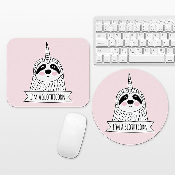 Slothicorn Sloth Unicorn Mouse Pad Pink Mousepad Funny Cute Mouse Mat Circle Round Rectangular, Desk Decor Office Desk Accessories for Women