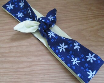 Women's Headband, Summer BOHO Headband, Hair Accessory, Hair Band Women, Navy Flowers Hair Bandana, Boho, TieUp Bandana, Women HairBand 26