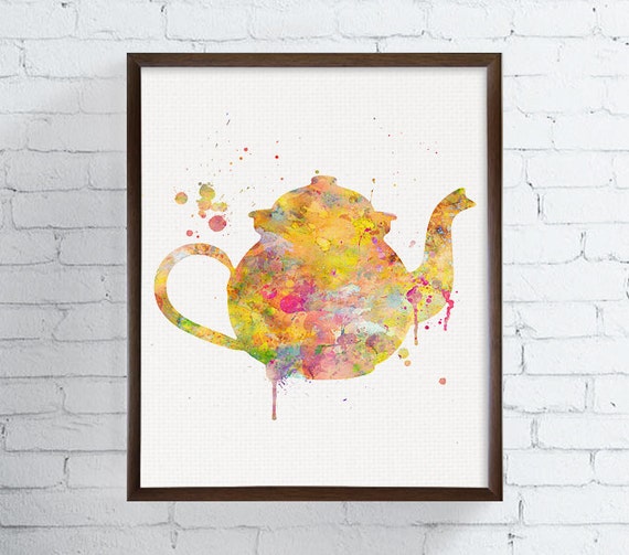 Colorful Teapot Painting Teapot Print Kitchen Art