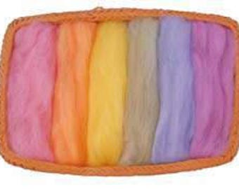 NZ Corriedale Wool Roving - 6 Pastel Colors Assortment