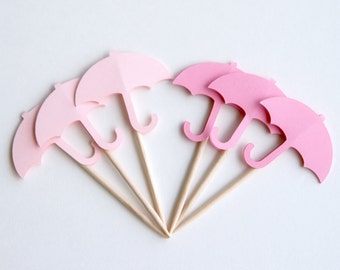 Umbrella Baby Shower Cupcake Toppers | Toothpick | Umbrella Food Picks | Bridal shower | Appetizer Picks | Shower Food (Set of 12)