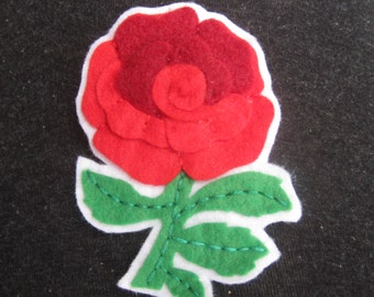 English Rose Brooch, Six Nations Felt Rugby Supporter Brooch