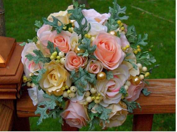 Bridal Peaches and Cream Pastel Bouquet