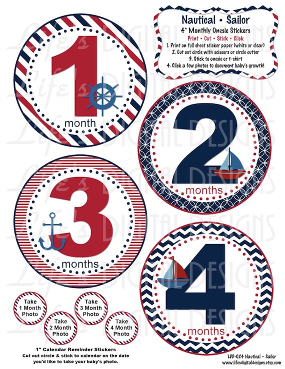 items similar to monthly milestone baby stickers nautical instant