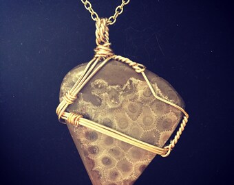 Abstract Petoskey Stone Pendant