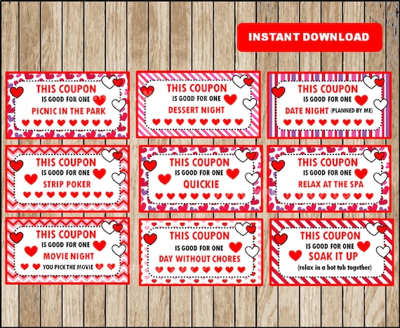 Printable Coupons For Adults 40 Different Cards For Husband