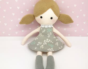 Rag doll - plush doll - Stuffed toy - Cloth doll - Soft toy - Cloth doll - Fabric Doll - Softie - Plushie - with brown tails