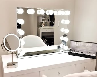 XL Bluetooth Frameless Hollywood Forever Lighted Vanity Mirror W Dimmer Dual Outlets Mirror Etsy XL Bluetooth Frameless Hollywood Forever Lighted Vanity Mirror W Dimmer Dual Outlets Mirror Etsy