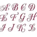 Fancy Curly Monogram Script Font 1,2,3 inches (Upper Case) in 11 Formats- Machine Embroidery Filled