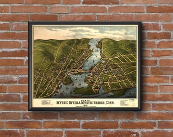 Mystic River, Connecticut - 1879 Panoramic Map