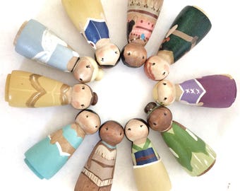 Disney Princess Peg Dolls (6) 2"/ busy bag toy / quiet toys for kids / Toys for Quiet Time / wooden dolls for dollhouse / Busy Bag Toddler