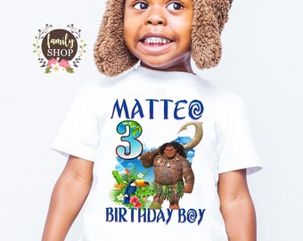 Maui Birthday Shirt, Birthday Boy shirt, Maui name age, Matching birthday, Personalized shirt, Custom Moana shirt, Maui family tees B 171