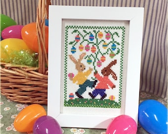 NEW! INSTANT DOWNLOAD Bunny Dance PdF cross stitch patterns by Calico Confectionery at cottageneedle.com Easter Mother's Day