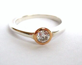 Small Gold And Silver Gypsy Set Ring