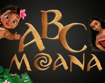 Moana Digital Alphabet Gold Font Png Clipart Lettters Instant Download