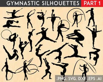 Gymnastics SVG, Gymnast SVG, Gymnastics Silhouette, Gymnast Vector Cut Files svg dxf eps png Silhouette Cricut Transfer, Cutting Machine