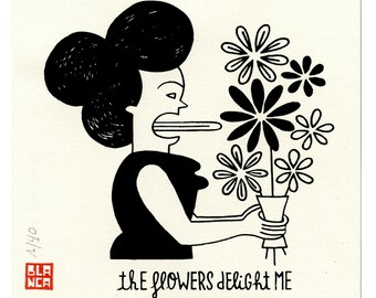 the flowers delightme / silk-screen print / handmade print / limited edition
