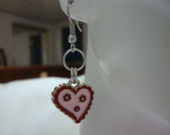 heart earrings, valentine earrings, pink heart earrings, valentine's day gift, birthday gift, red heart earrings, heart jewelry, gift (596 )