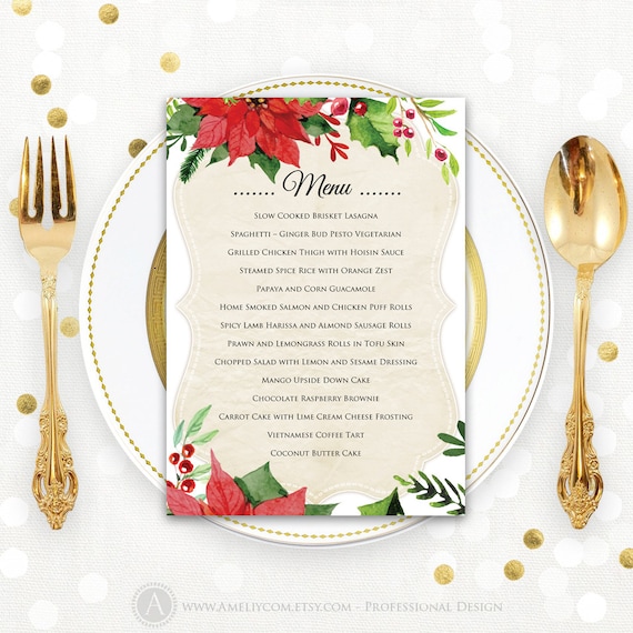 items similar to christmas menu printable dinner menu free printable menu templates