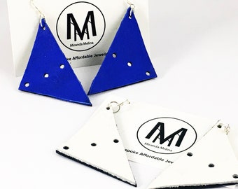 Triangular Leather Hole Punched Earrings/Gift/Anniversary/Engagement, Friendship/Family/Bridesmaid/Christmas/Wife/Birthday/Mother/Daughter