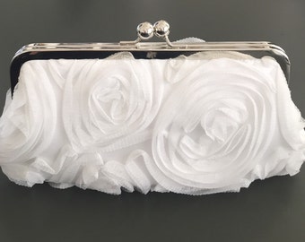 Gauze Rosette OFF WHITE Clutch