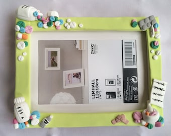 Pharmaceutical photo frame, Polymer clay custom frame, Pills photo frame, Medical photot frame, Medical gift, Pharmaceutical gift