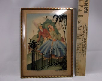 Convex Bubble Glass Retro Silhouette picture Vintage Romantic silhouette picture with metal frames.epsteam