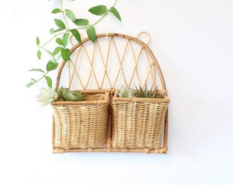 Vintage Wall Basket Airplant Holder Woven Basket Planter Boho Home Decor