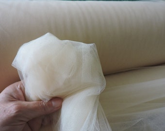 Beige 108" Soft Illusion Nylon Tulle by the Yard